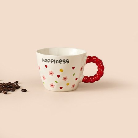 Evidea Kitchen Happiness Seramik Kupa - Beyaz - 300 ml