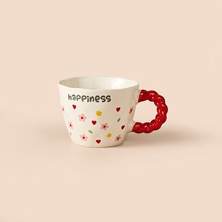 Evidea Kitchen Happiness Seramik Kupa - Beyaz - 300 ml