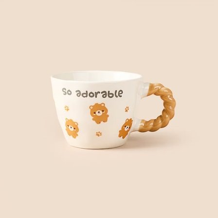 Evidea Kitchen Ayıcıklı Seramik Kupa - Beyaz - 300 ml