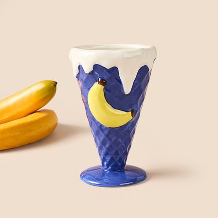 Evidea Kitchen Muz Desenli Seramik Dondurmalık - Renkli