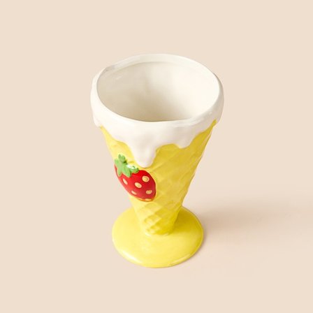 Evidea Kitchen Çilek Desenli Seramik Dondurmalık - Renkli