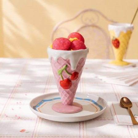 Evidea Kitchen Kiraz Desenli Seramik Dondurmalık - Renkli