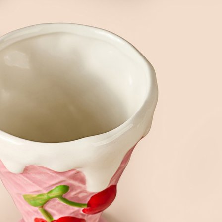Evidea Kitchen Kiraz Desenli Seramik Dondurmalık - Renkli