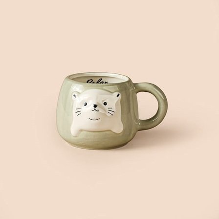 Evidea Kitchen Relax Fok Desenli Seramik Kupa - Beyaz - 500 ml