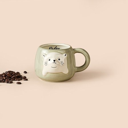 Evidea Kitchen Relax Fok Desenli Seramik Kupa - Beyaz - 500 ml
