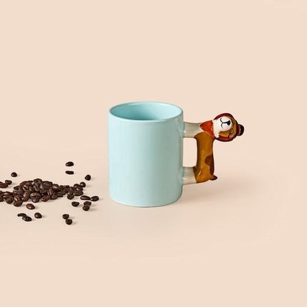 Evidea Kitchen Doggo Desenli Seramik Kupa - Mavi - 450 ml