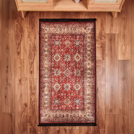 Evidea Soft Line Afgan Desenli Halı - Kırmızı - 80x150 cm