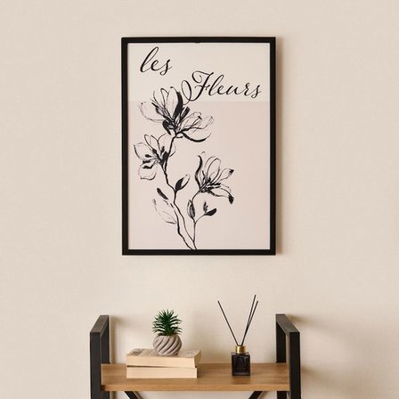 Evidea Deco French Cottage Les Fleurs Çerçeveli Tablo - Siyah - 50x70 cm
