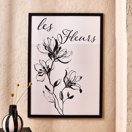 Evidea Deco French Cottage Les Fleurs Çerçeveli Tablo - Siyah - 50x70 cm