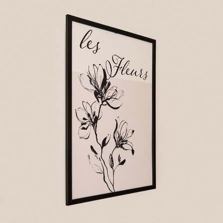 Evidea Deco French Cottage Les Fleurs Çerçeveli Tablo - Siyah - 50x70 cm