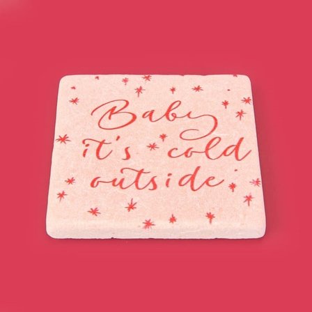 Evidea Kitchen Baby It's Cold Outside Taş Bardak Altlığı - Renkli - 10x10 cm