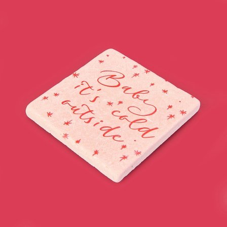 Evidea Kitchen Baby It's Cold Outside Taş Bardak Altlığı - Renkli - 10x10 cm