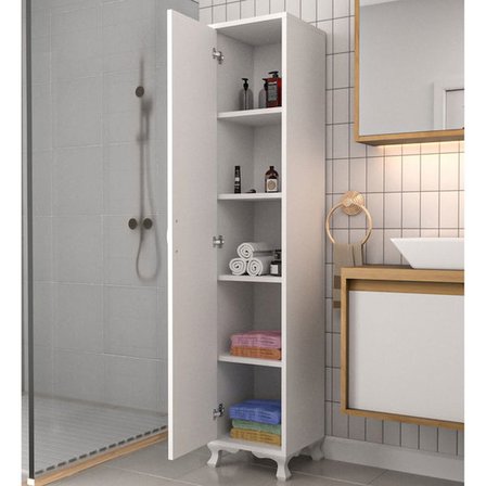 Eco Room Tek Kapaklı 5 Raflı Boy Dolap - Beyaz - 170x35,5x35 cm