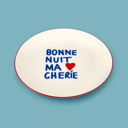 Evidea Kitchen Bonne Nuit Ma Cherie Porselen Pasta Tabağı - Renkli - 19 cm