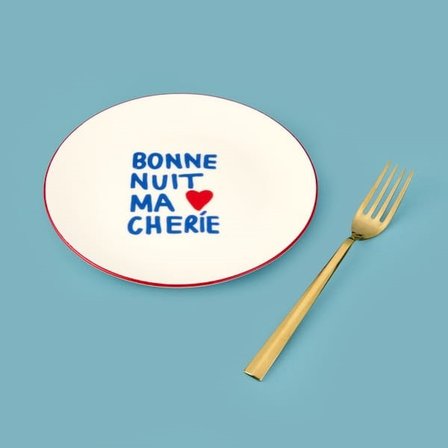 Evidea Kitchen Bonne Nuit Ma Cherie Porselen Pasta Tabağı - Renkli - 19 cm
