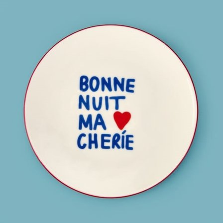 Evidea Kitchen Bonne Nuit Ma Cherie Porselen Pasta Tabağı - Renkli - 19 cm