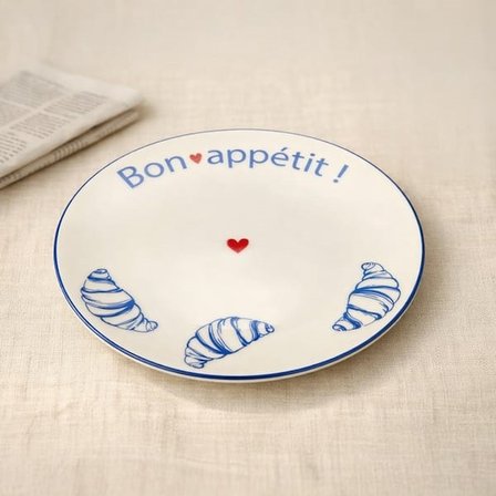 Evidea Kitchen Kruvasan Porselen Tatlı Tabağı - Renkli - 19 cm