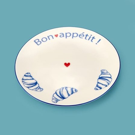 Evidea Kitchen Kruvasan Porselen Tatlı Tabağı - Renkli - 19 cm