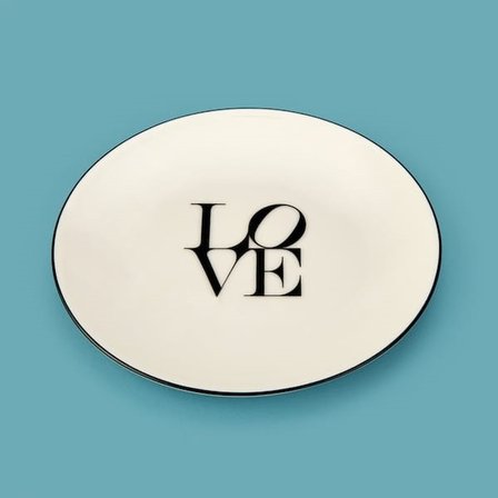 Evidea Kitchen Bold Heart Porselen Tatlı Tabağı - Siyah / Beyaz - 19 cm