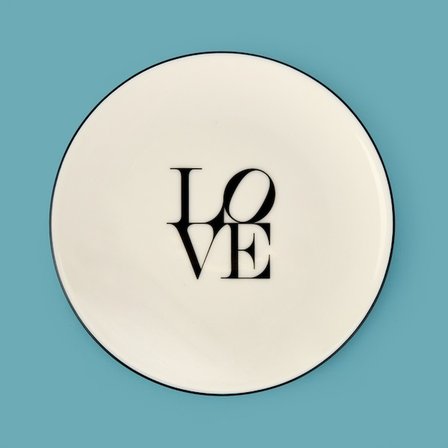 Evidea Kitchen Bold Heart Porselen Tatlı Tabağı - Siyah / Beyaz - 19 cm