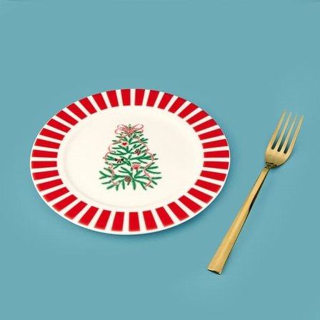 Evidea Kitchen Yeni Yıl Porselen Tatlı Tabağı - Renkli - 20 cm