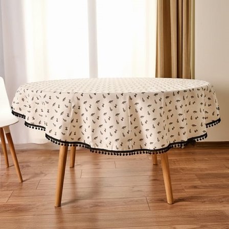 Evidea Soft Pine Yuvarlak Masa Örtüsü - Ekru - 150x150 cm