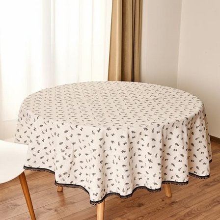 Evidea Soft Pine Yuvarlak Masa Örtüsü - Ekru - 150x150 cm