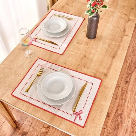 Evidea Soft Riben 2'li Amerikan Servis - Ekru - 35x50 cm