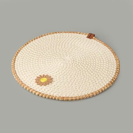 Evidea Soft Çiçek Nakışlı Supla - Ekru - 33x33 cm