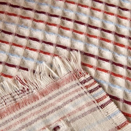 Evidea Soft Waffle Koltuk Şalı - Ekru / Bordo - 120x170 cm