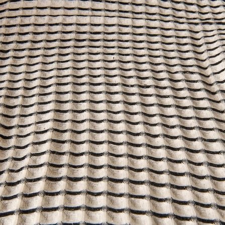 Evidea Soft Waffle Koltuk Şalı - Ekru / Siyah - 120x170 cm