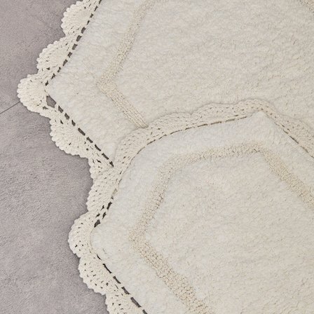 Evidea Soft Lace 2'li Banyo Paspası - Ekru - 40x60 cm + 60x90 cm