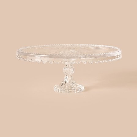 Alegre Glass Cansu Ayaklı Kek Standı - Şeffaf - 28x11 cm