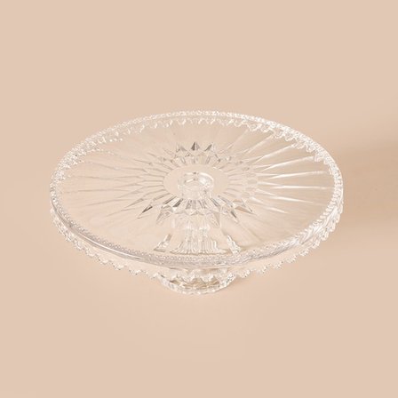 Alegre Glass Cansu Ayaklı Kek Standı - Şeffaf - 28x11 cm