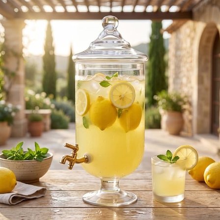 Alegre Glass Kurşun Cam Kapaklı Sebil - Şeffaf - 3,5 lt