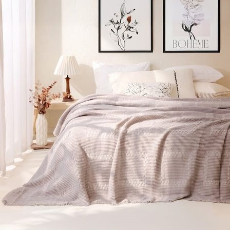 Evidea Soft Nako Çift Kişilik Yatak Örtüsü - Gri - 220x240 cm