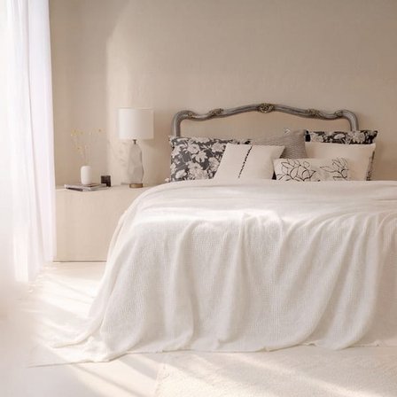 Evidea Soft Fleur Çift Kişilik Yatak Örtüsü - Beyaz - 210x240 cm