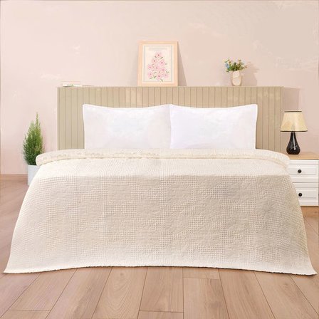 Evidea Soft Fleur Çift Kişilik Yatak Örtüsü - Beyaz - 210x240 cm