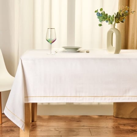 Evidea Soft Stripe Masa Örtüsü - Ekru - 150x220 cm