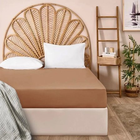 Evidea Soft Basic Çift Kişilik Lastikli Çarşaf - Karamel - 160x200 cm