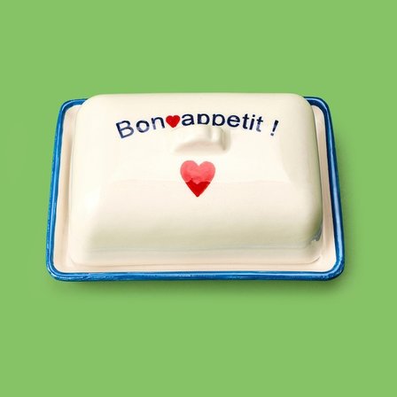 Evidea Kitchen Bold Heart Tereyağlık ve Peynirlik - Renkli - 15x9 cm