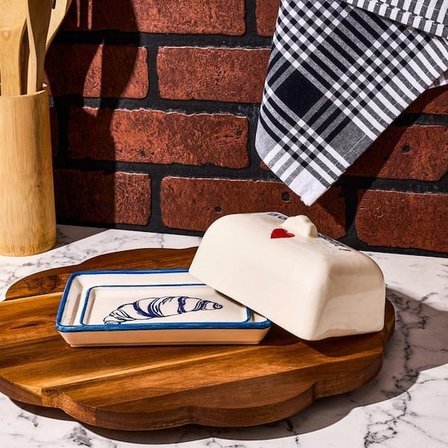 Evidea Kitchen Bold Heart Tereyağlık ve Peynirlik - Renkli - 15x9 cm