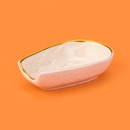 Evidea Kitchen Oval Seramik Kaşık Altlığı - Krem / Altın - 15 cm