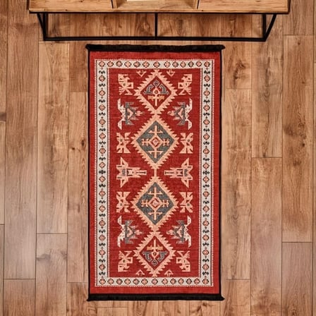 Evidea Soft Uşak Eşme Desenli Halı - Kırmızı - 80x150 cm