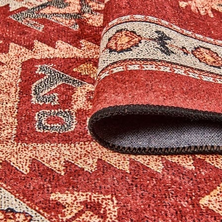 Evidea Soft Uşak Eşme Desenli Halı - Kırmızı - 120x180 cm