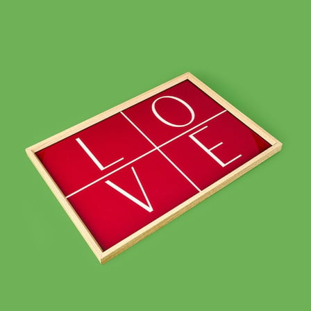 Evidea Deco Love Desenli Dekoratif Tepsi - Kırmızı - 28,5x41 cm