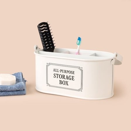Evidea Bath Bölmeli Organizer Sepet - Beyaz - 4 lt