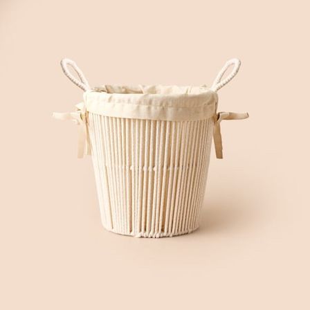 Simple Living Boho Style Çok Amaçlı Astarlı Hasır Sepet - Ekru - 9 lt