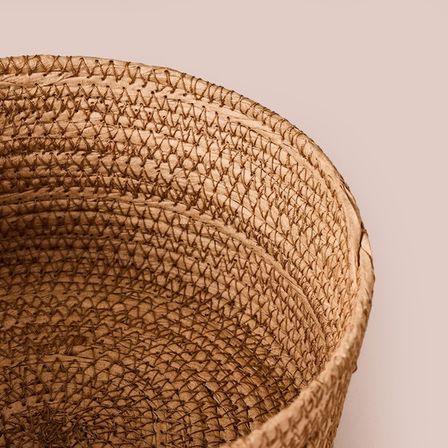 Simple Living Mustard Kapaklı Örgü Sepet - Bej / Siyah - 19x9 cm