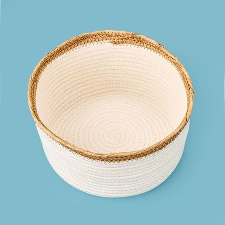 Simple Living Boho Style Sepet - Beyaz / Bej - 20x10 cm